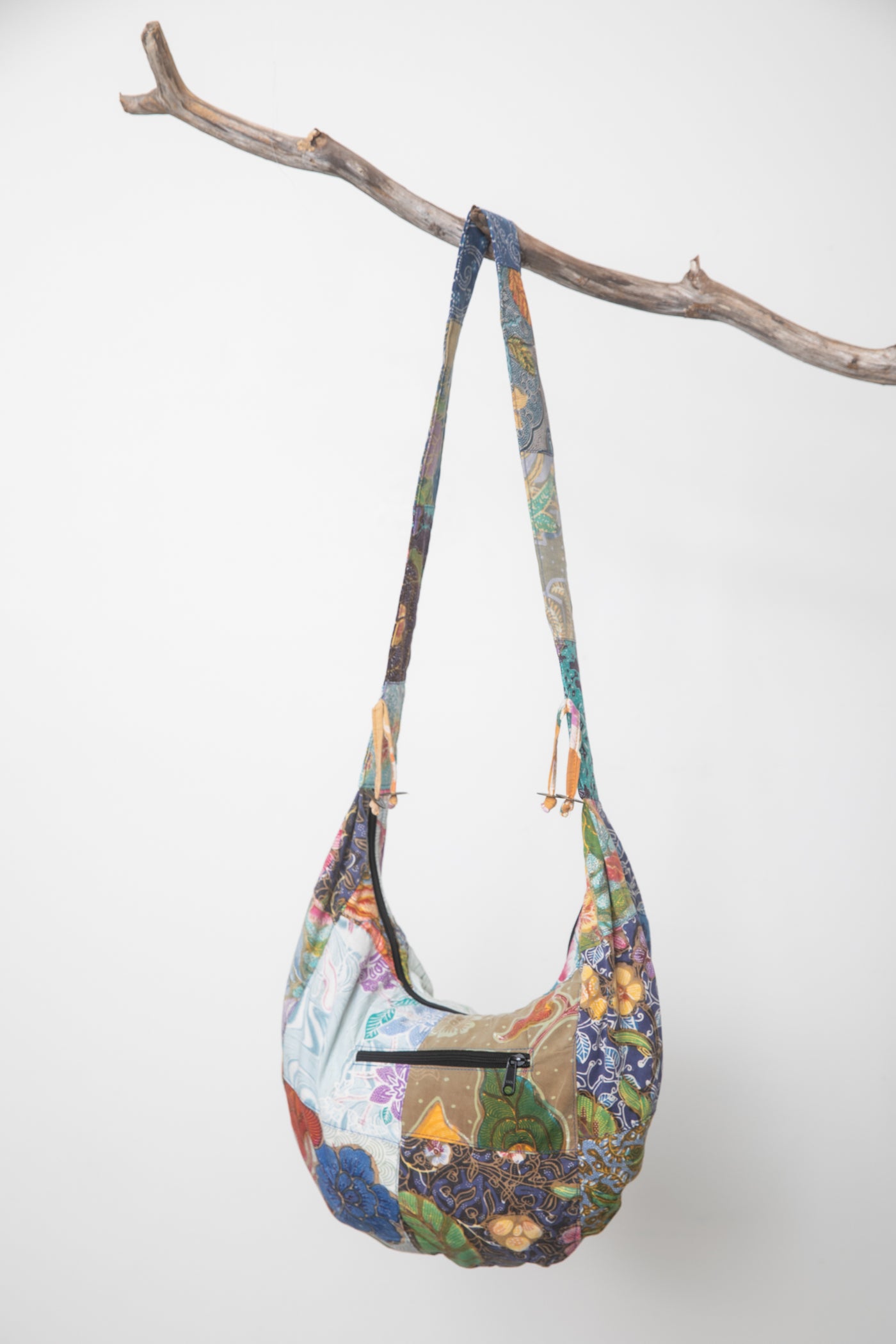 Assorted colorful patterned java patch moon bag