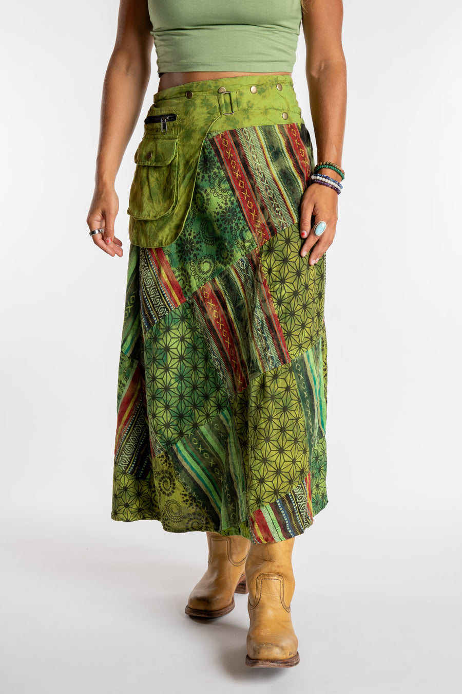 Jaya Patchwork Utility Maxi Skirt
