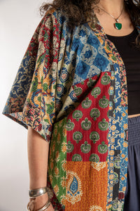Susan is wearing the one size Kantha Kimono
