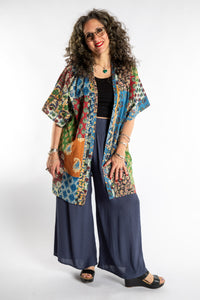 Susan is wearing the one size Kantha Kimono