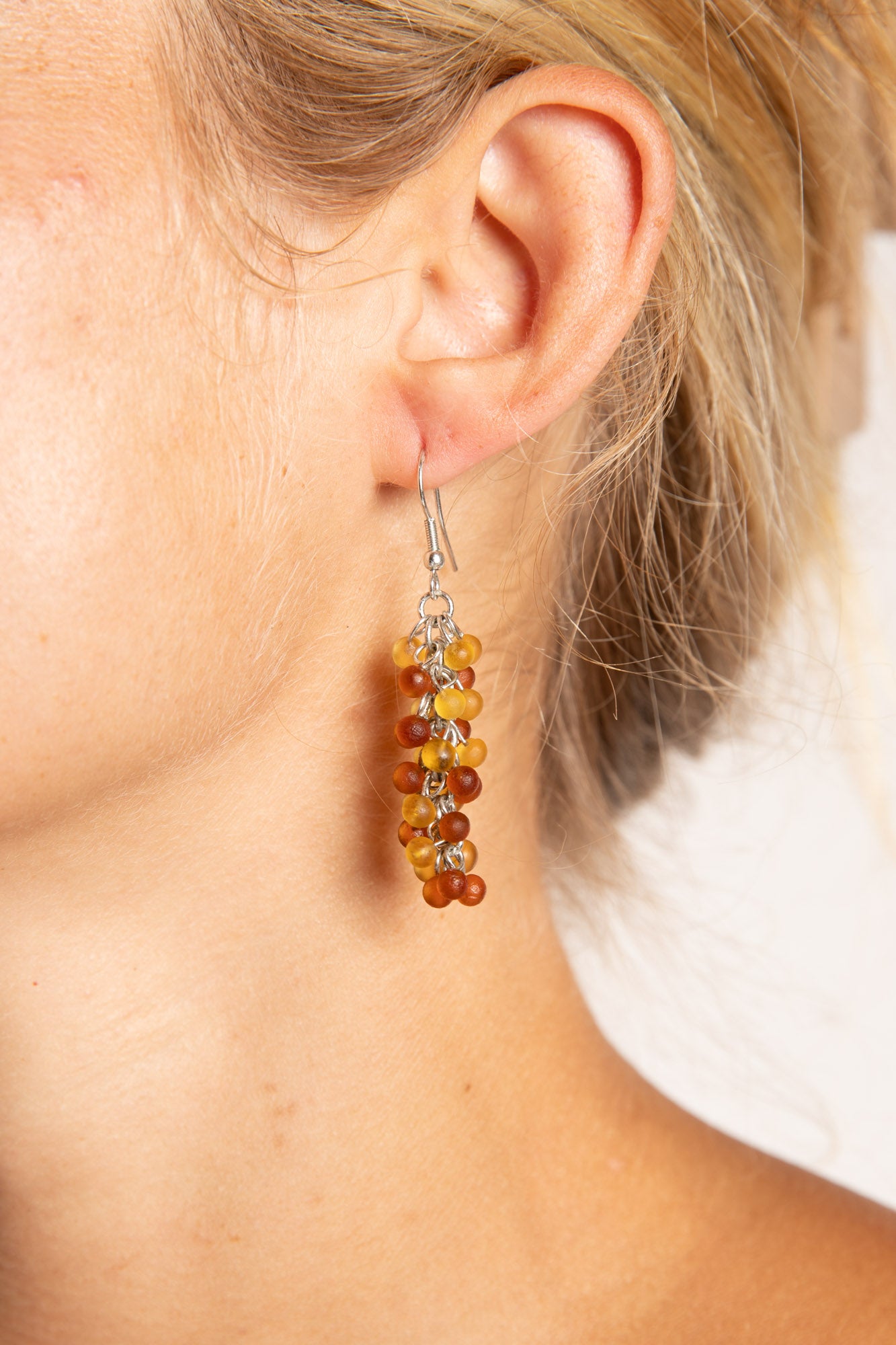 Kashi Frosted Glass Earrings in Amber