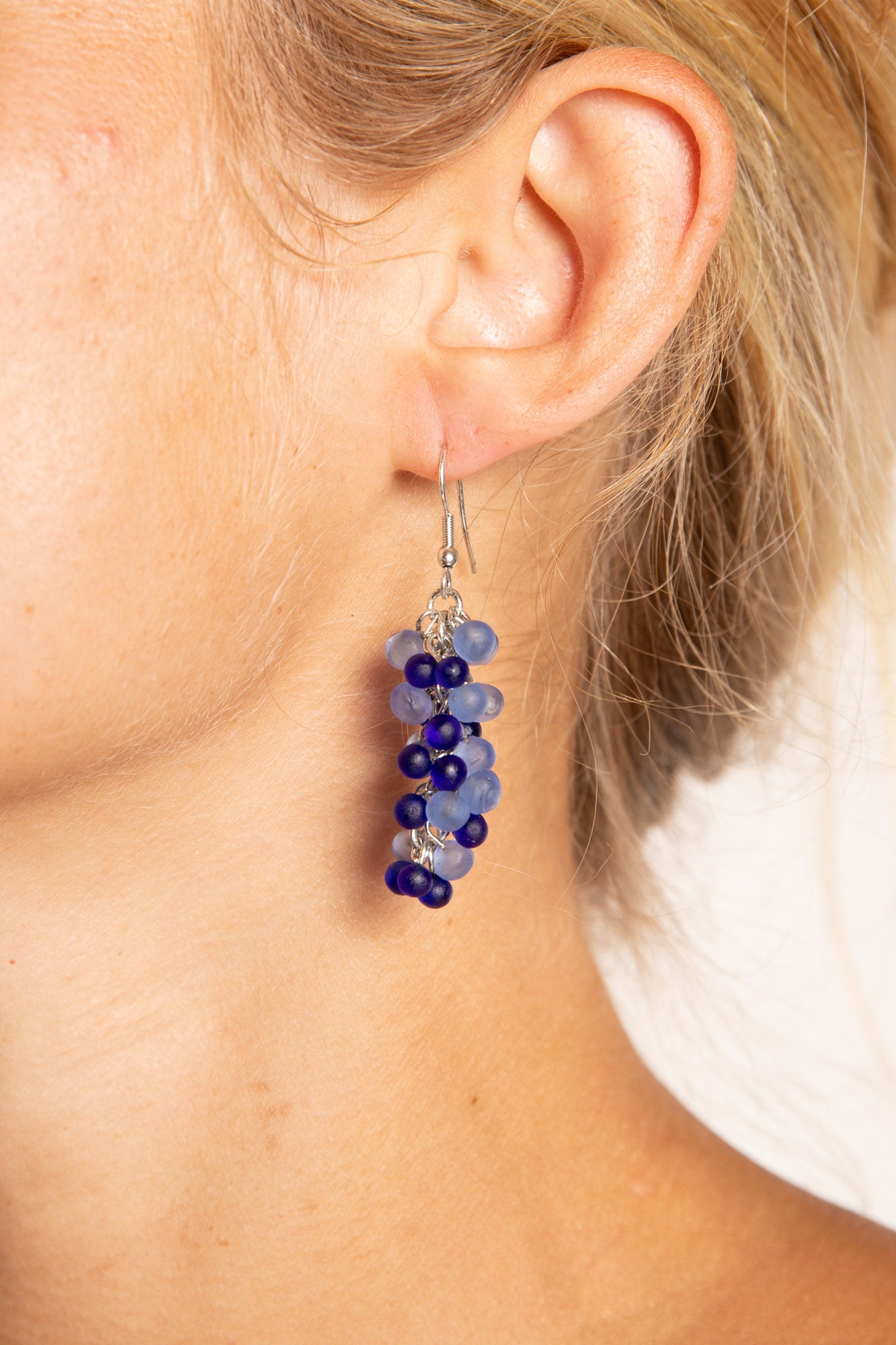 Kashi Frosted Glass Earrings in Blue