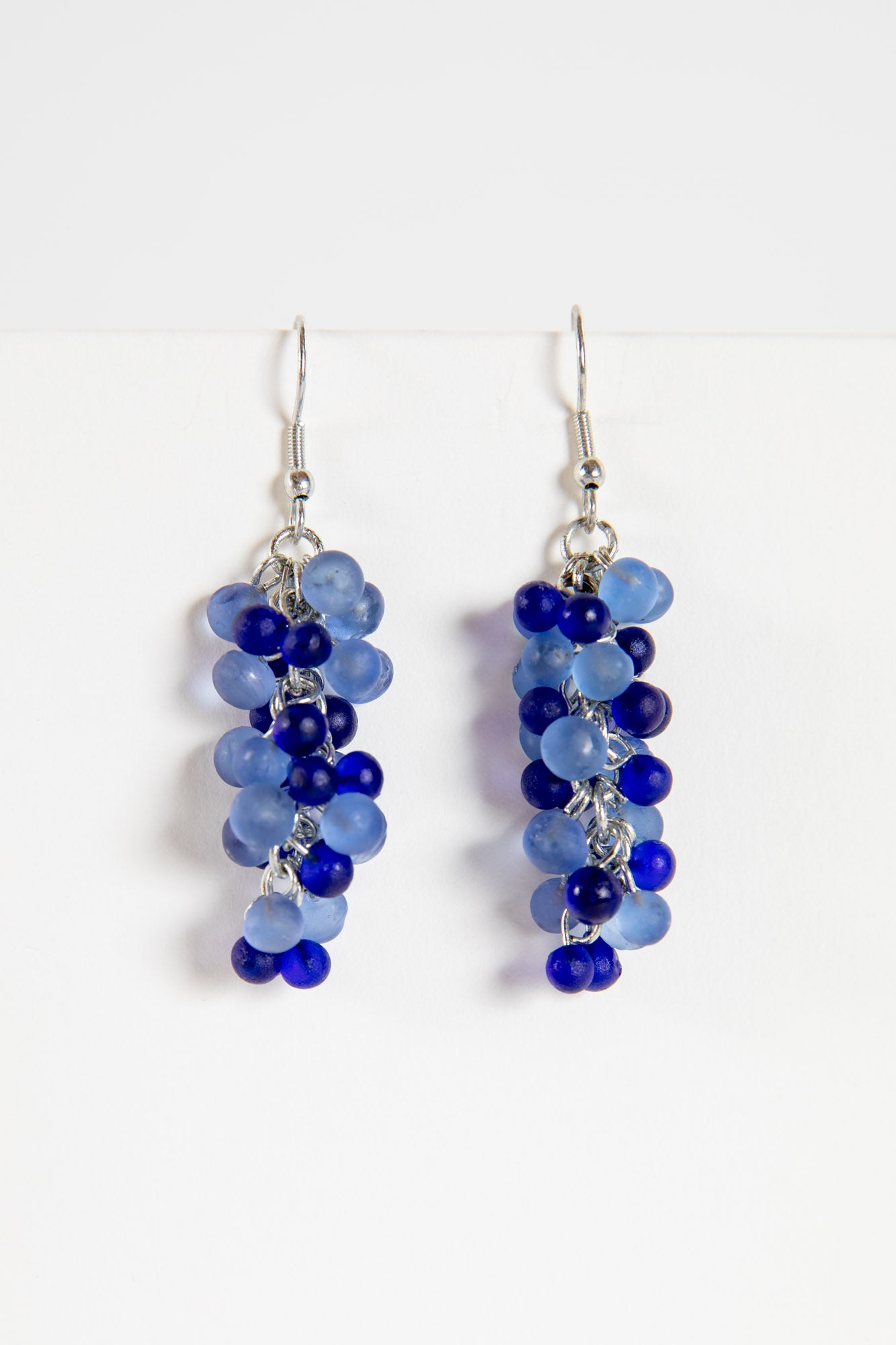 Kashi Frosted Glass Earrings in Blue