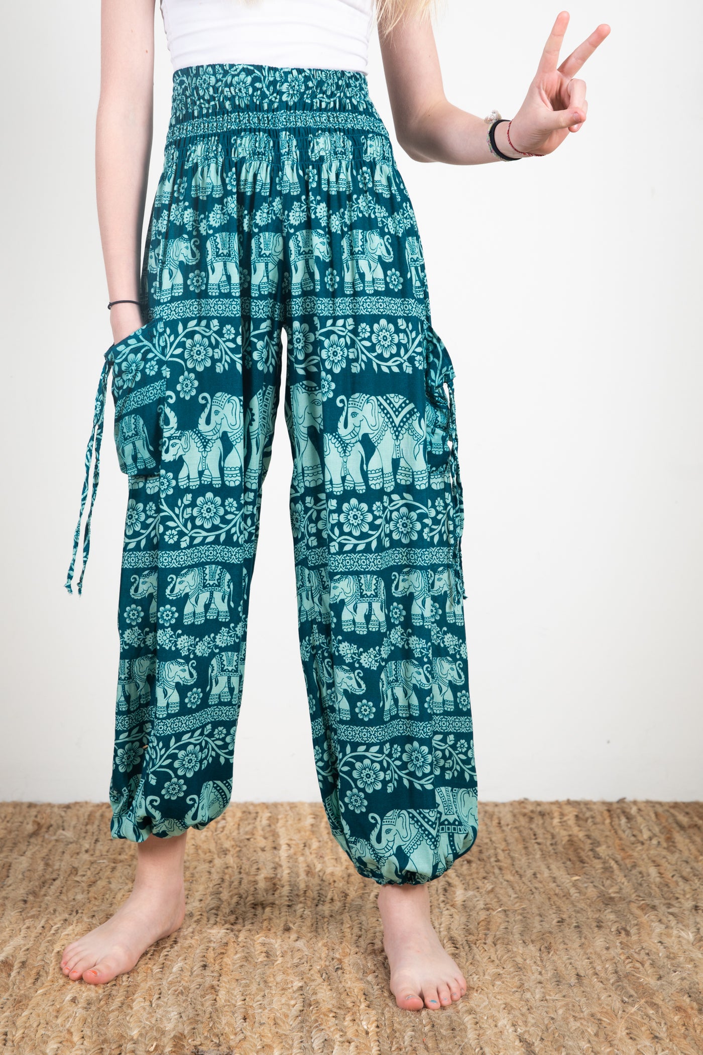 Kids Floral Elephant Harem Pants