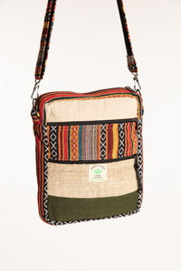 The multicolor koshi hemp patchwork crossbody bag with a multicolor patterned body