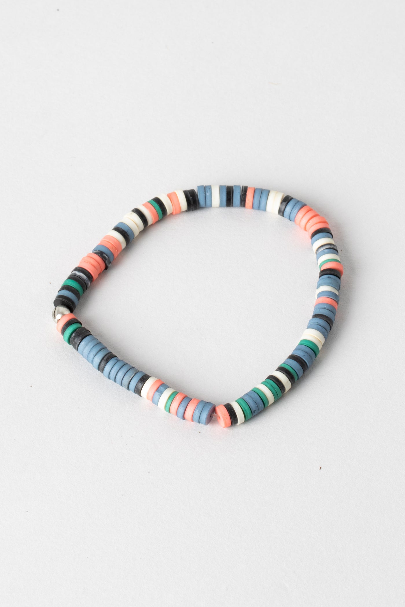 La Playa Stretchy Silver Beaded Bracelet in Natural