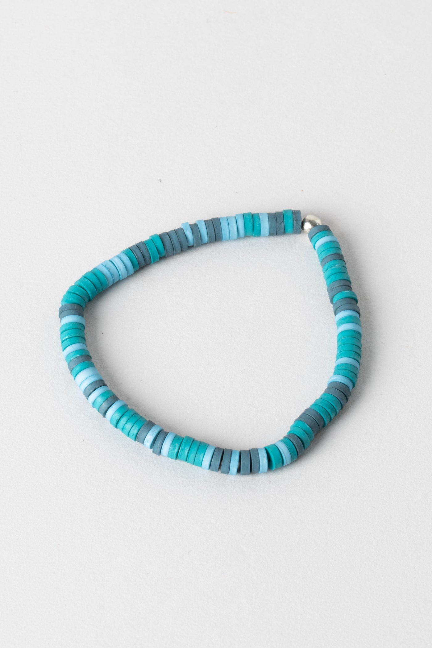 La Playa Stretchy Silver Beaded Bracelet in Black