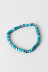 La Playa Stretchy Silver Beaded Bracelet in Black