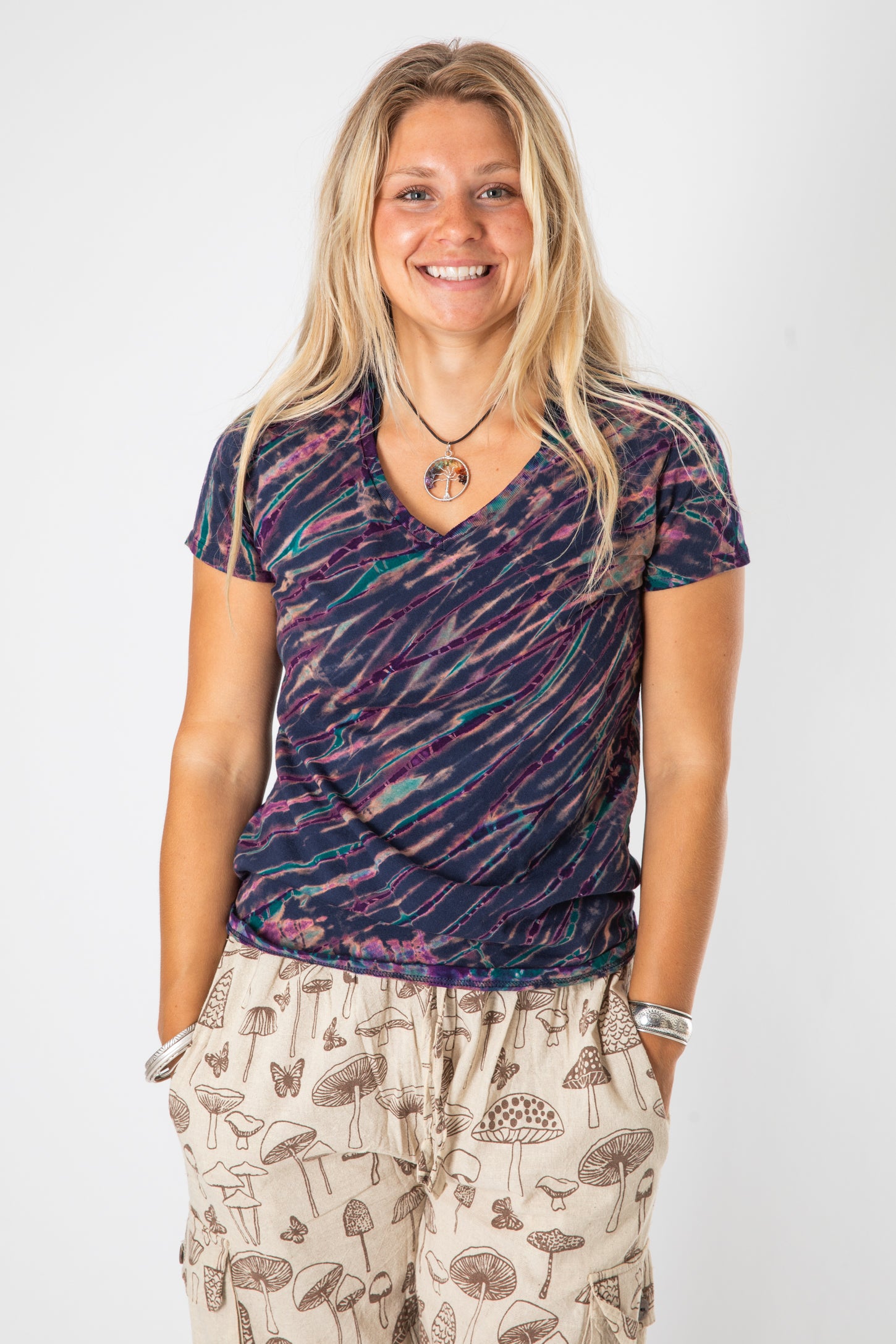 Lightning V-Neck Womens Tie Dye T-Shirt
