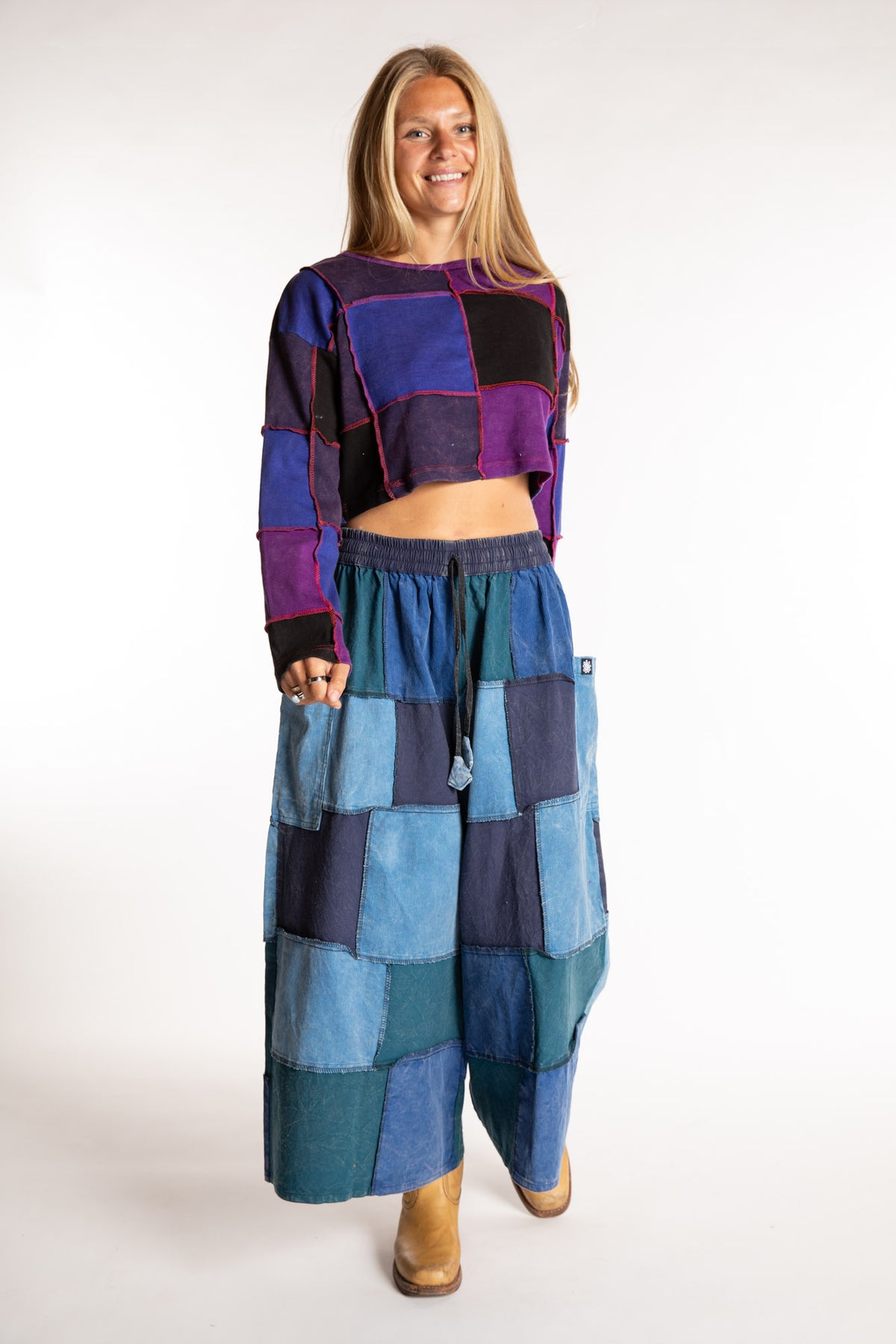 Lung Ta Patchwork Palazzo Pants