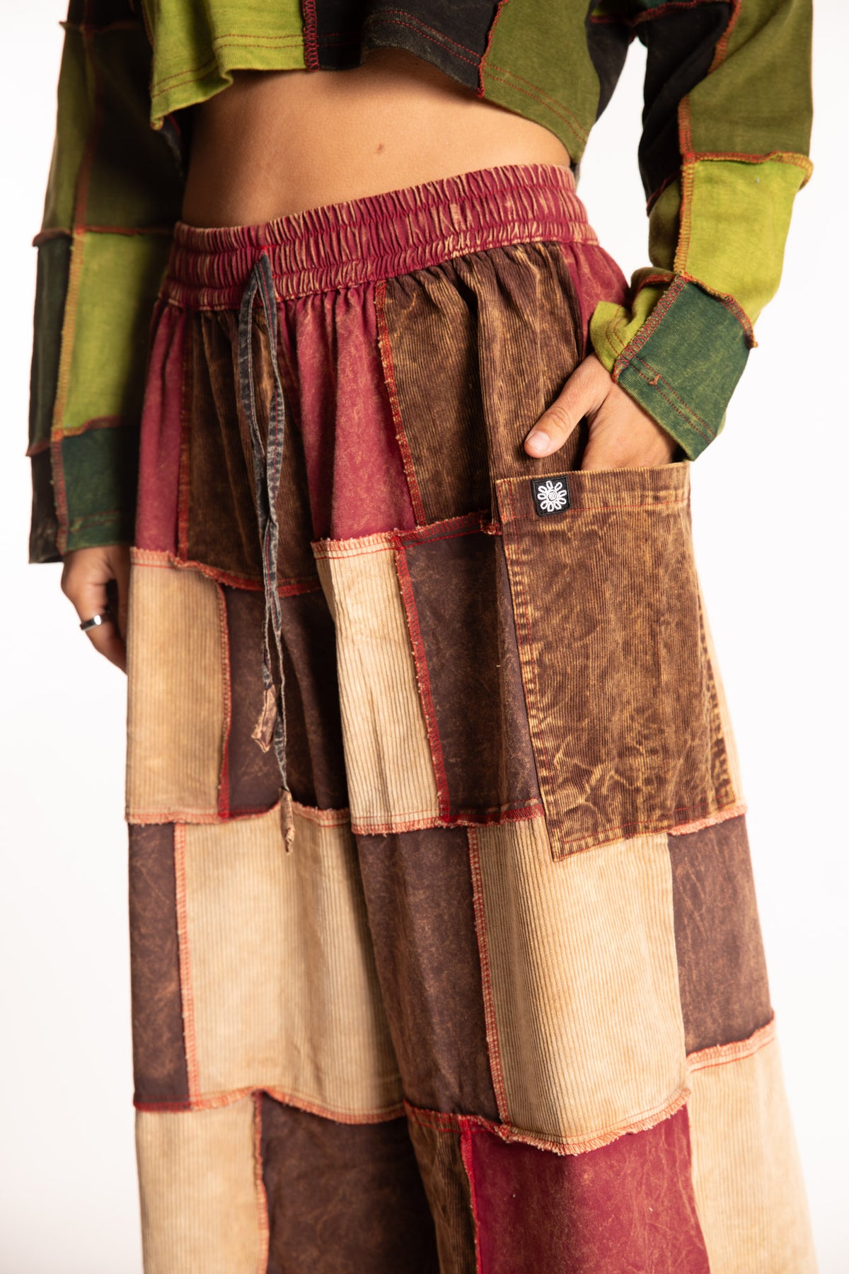 Lung Ta Patchwork Palazzo Pants
