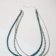 Metallic Glass Bead Layered Necklace