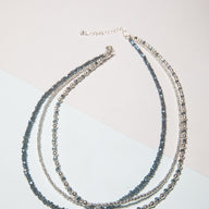 Metallic Glass Bead Layered Necklace