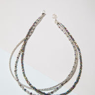 Metallic Glass Bead Layered Necklace