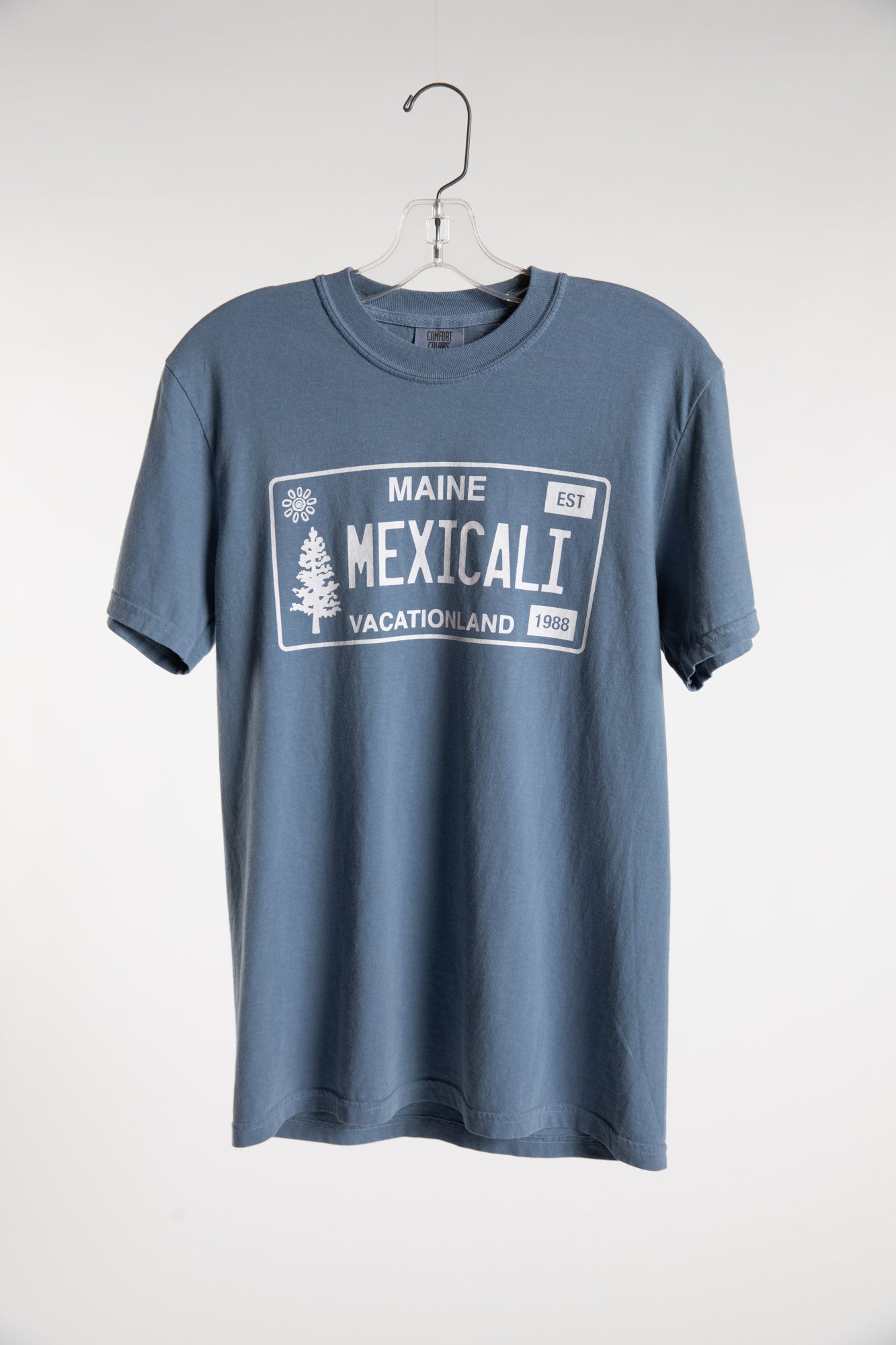 Mexicali Maine License Plate T in Blue Jean