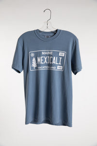 Mexicali Maine License Plate T in Blue Jean