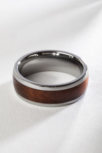 Mexicali Tungsten Koa Wood Ring in Silver