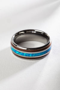 Mexicali Tungsten Koa Wood Ring in Opal