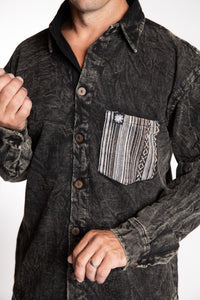 Topher is wearing the Black Niran Shirt Jacket in L/XL