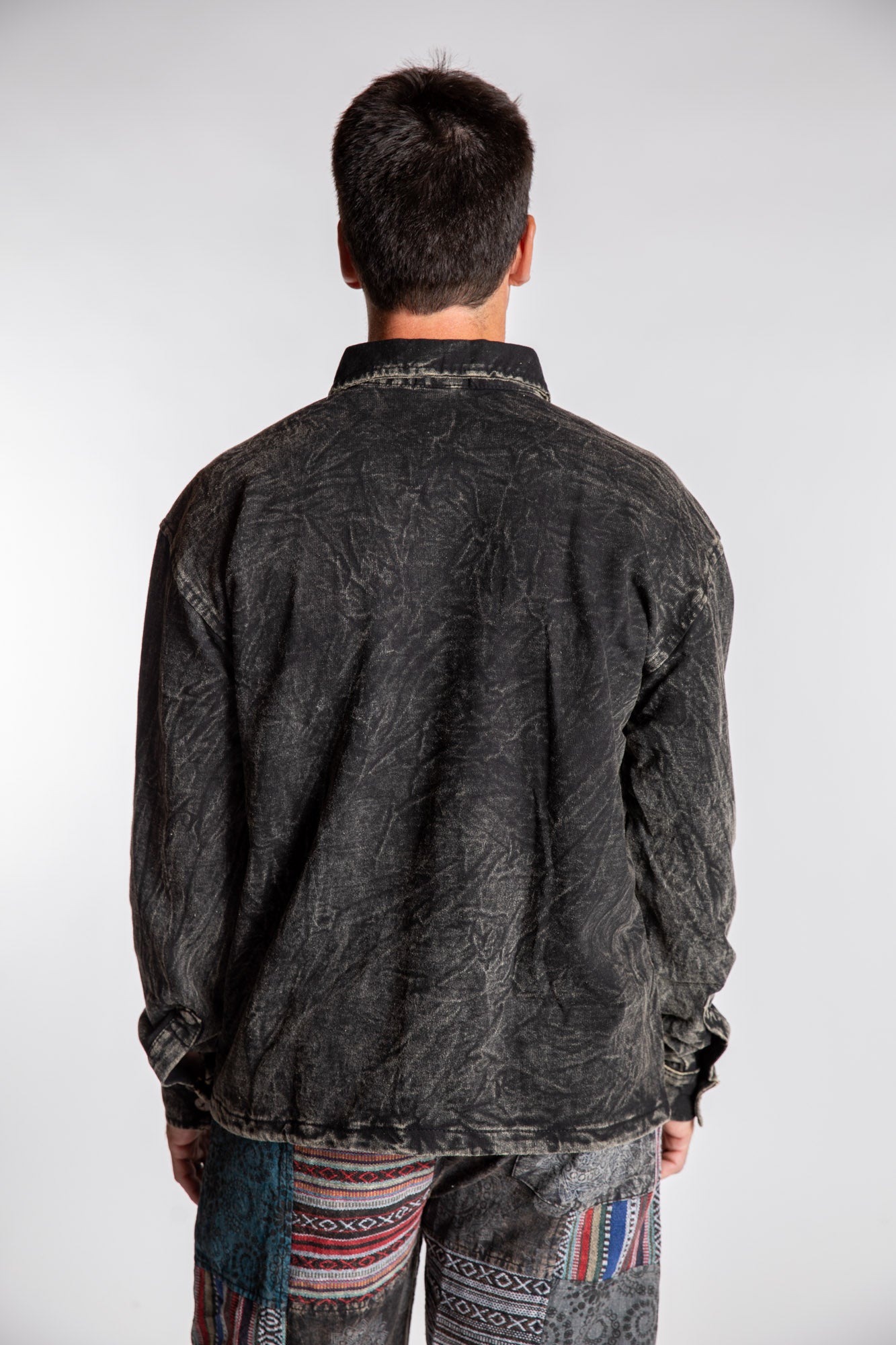Topher is wearing the Black Niran Shirt Jacket in L/XL