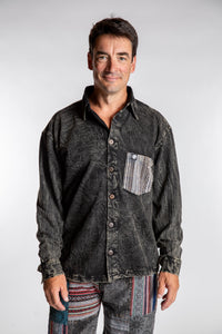 Topher is wearing the Black Niran Shirt Jacket in L/XL
