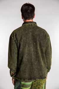 Topher is wearing the Green Niran Shirt Jacket in L/XL