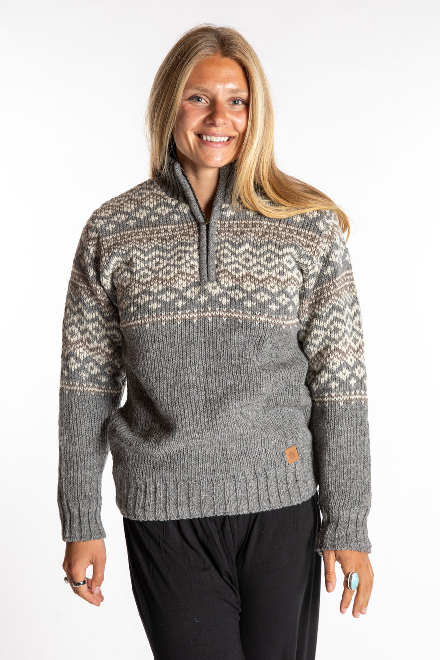 Nordic Quarter Zip Wool Sweater