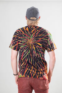 Chauncey is wearing size L oracle tie dye t shirt in rasta