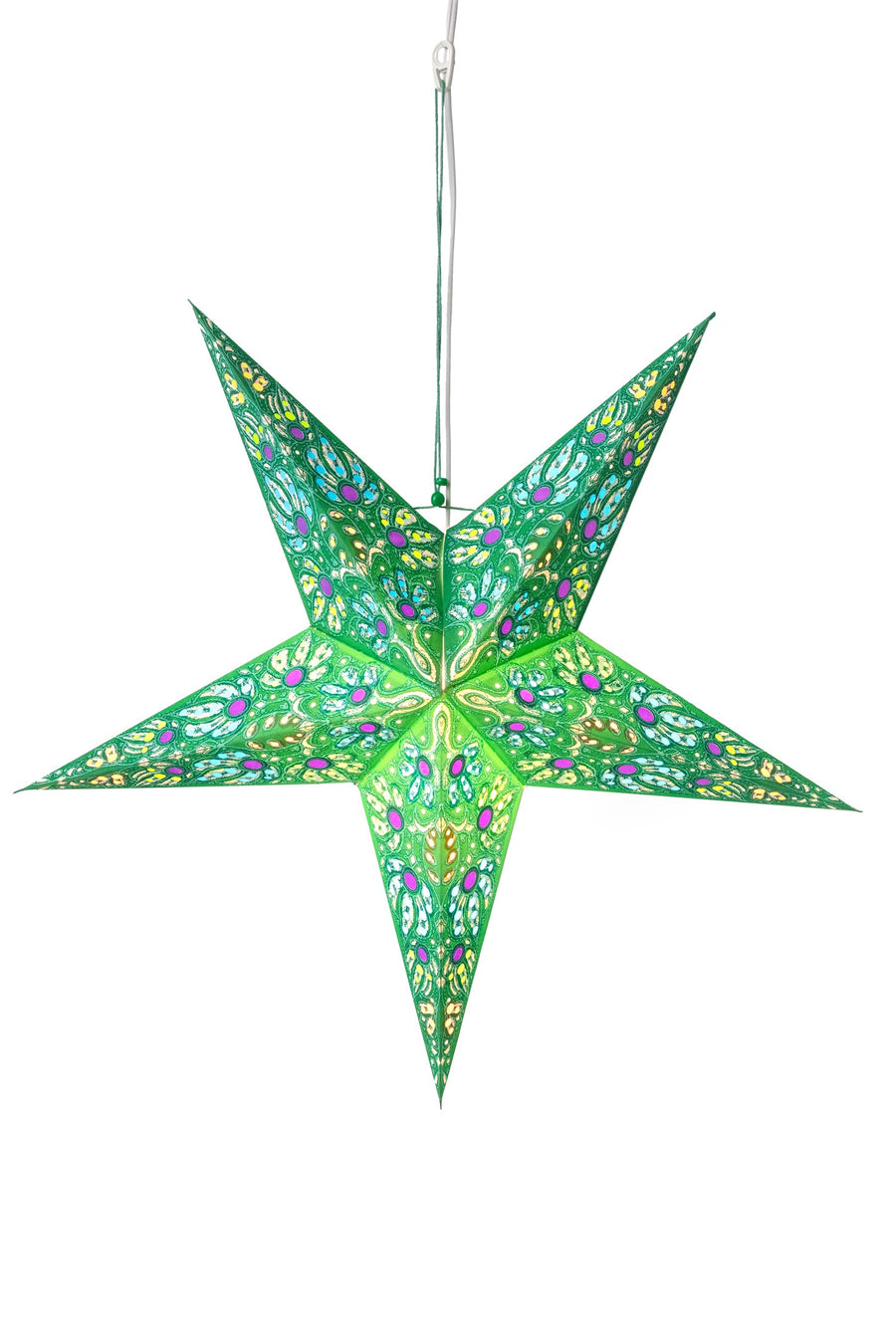 Green paper star lantern in mari - green