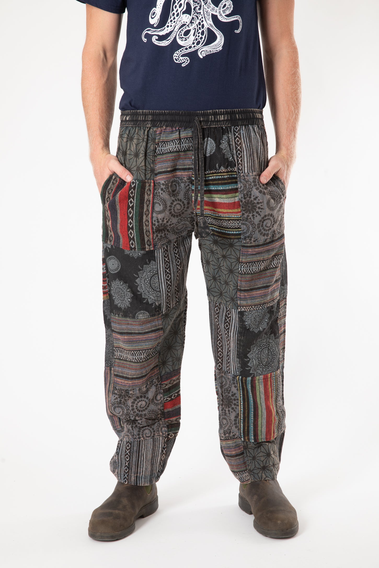 Patchwork Stone Wash Meditation Pants