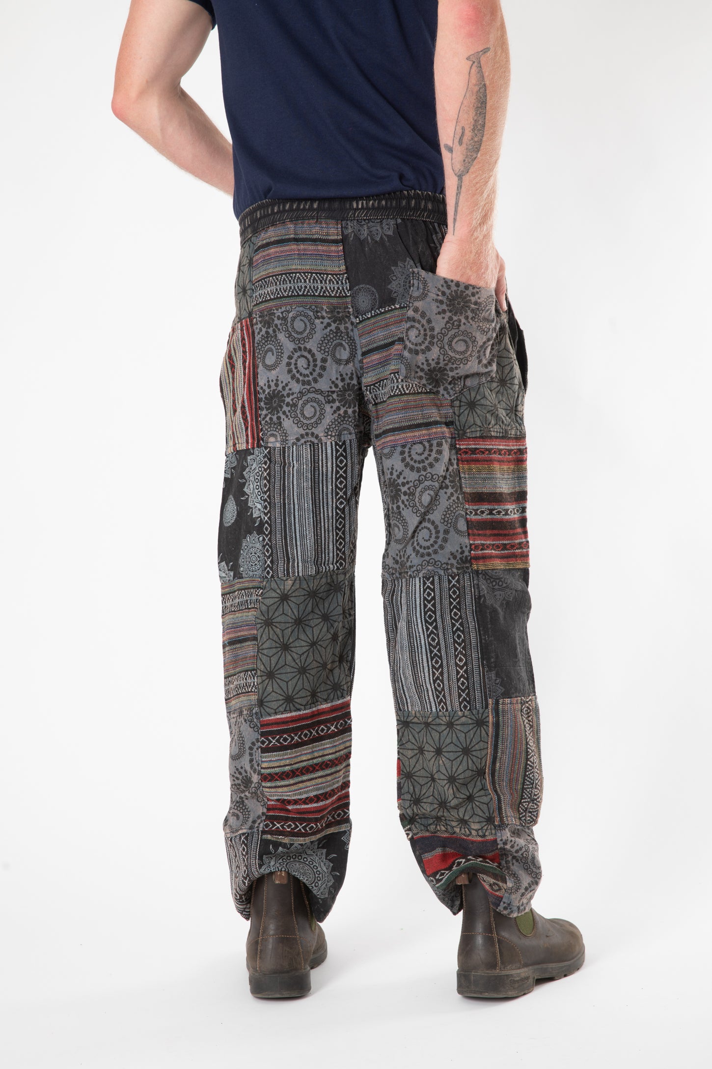 Patchwork Stone Wash Meditation Pants