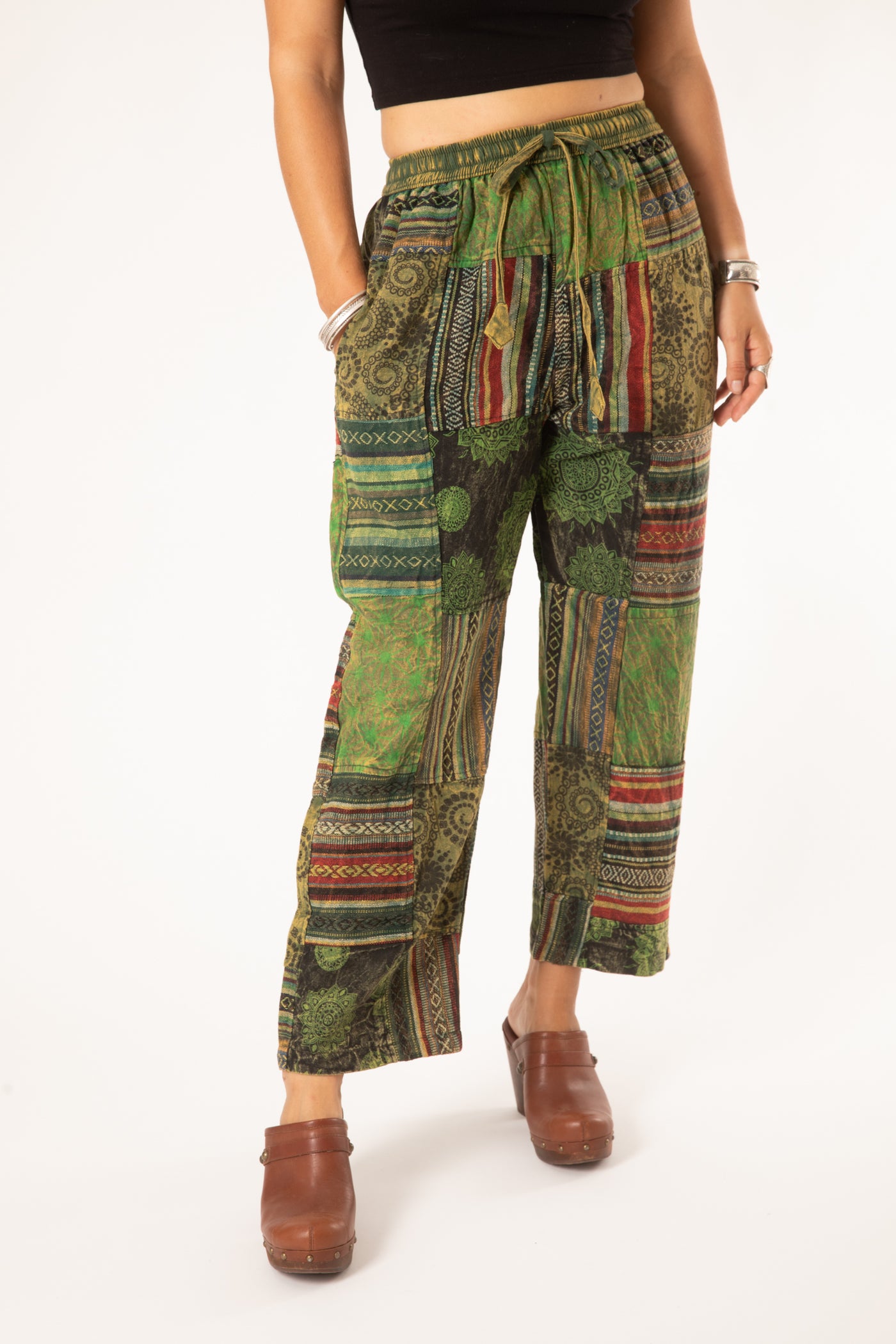 Patchwork Stone Wash Meditation Pants