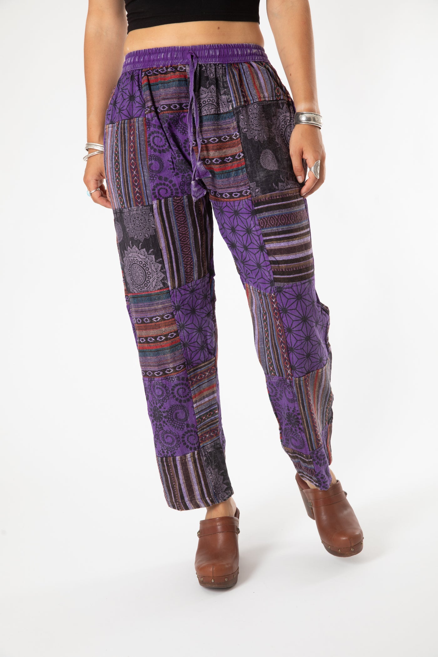 Patchwork Stone Wash Meditation Pants