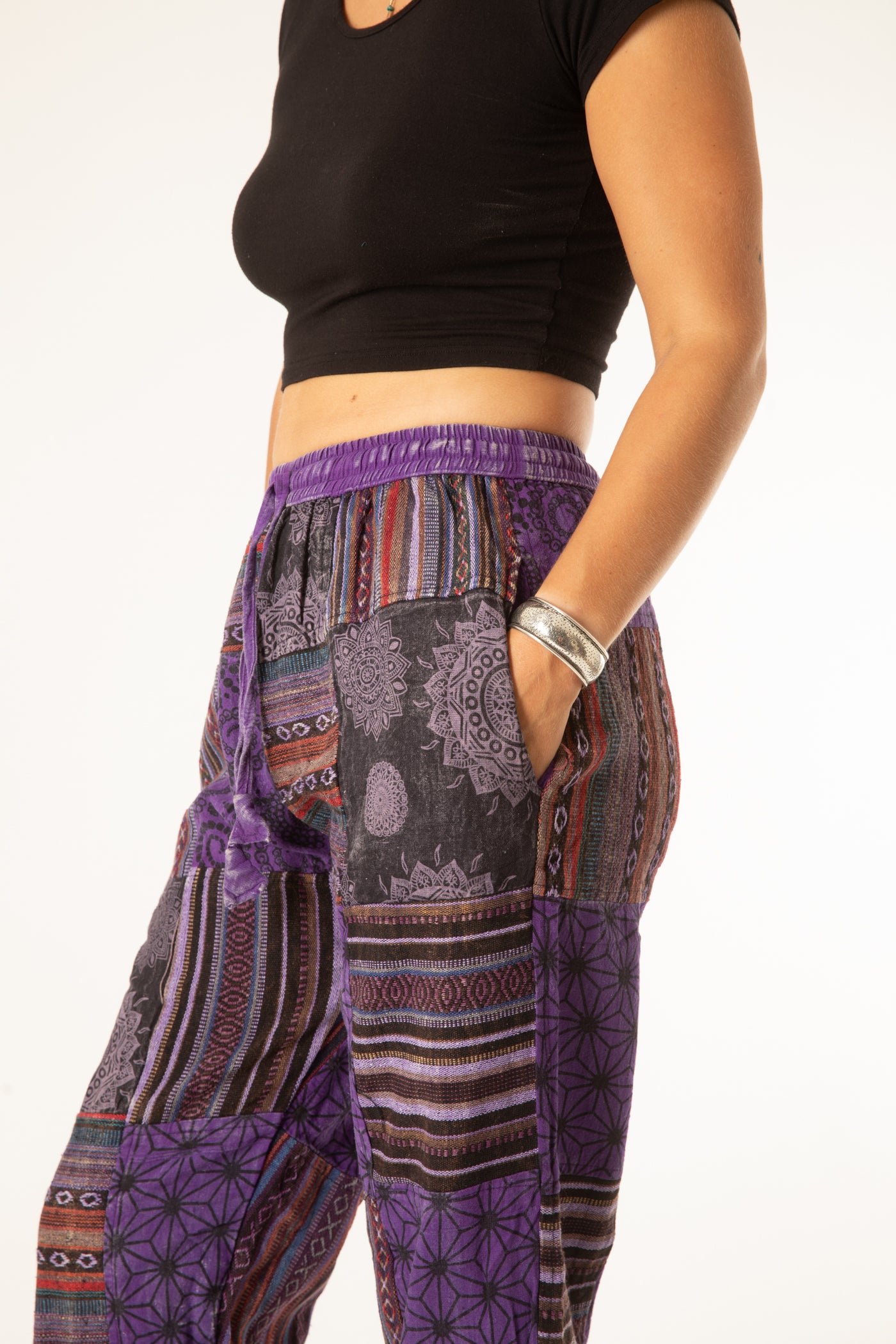 Patchwork Stone Wash Meditation Pants