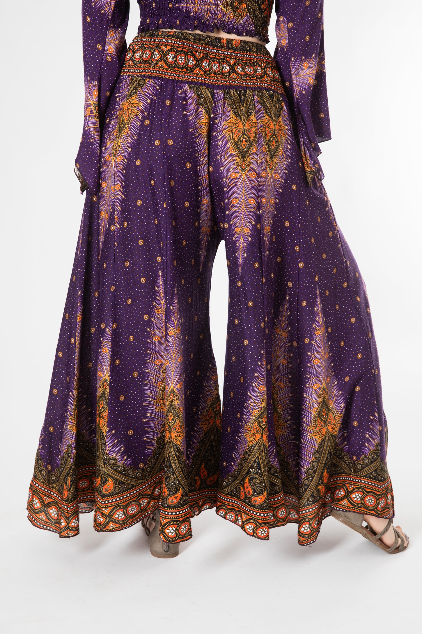 Peacock Feather Flare Pants