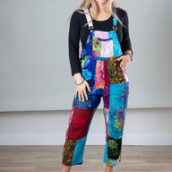 Playful Batik Patchwork Overalls