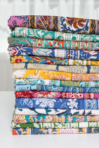 Stack of block print tapestries