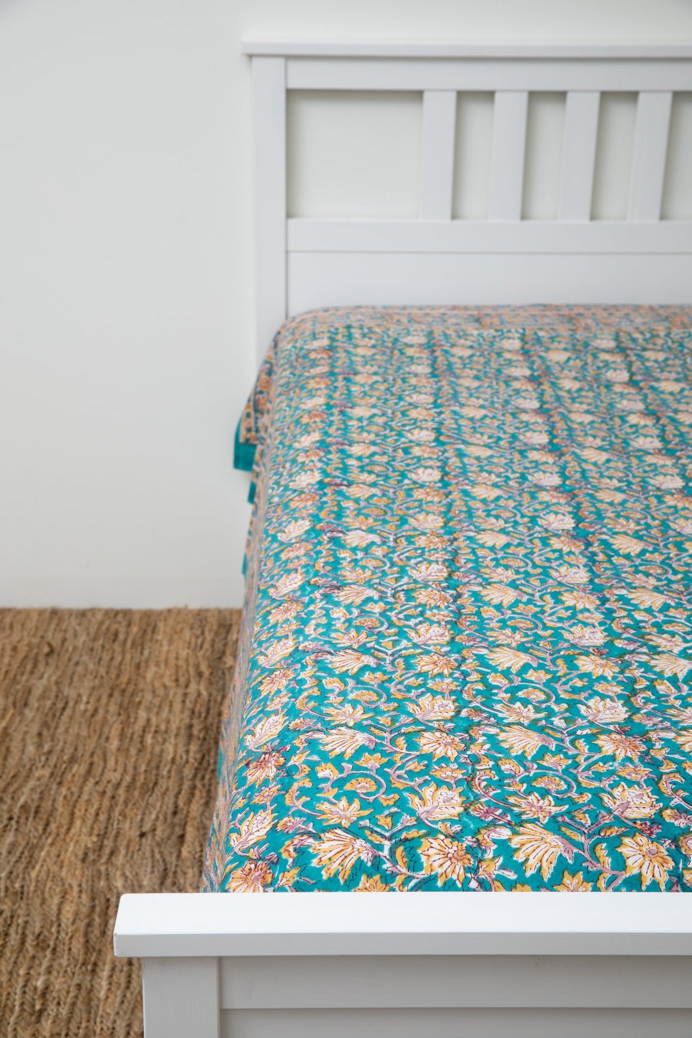 Block print tapestry in jasmine flower