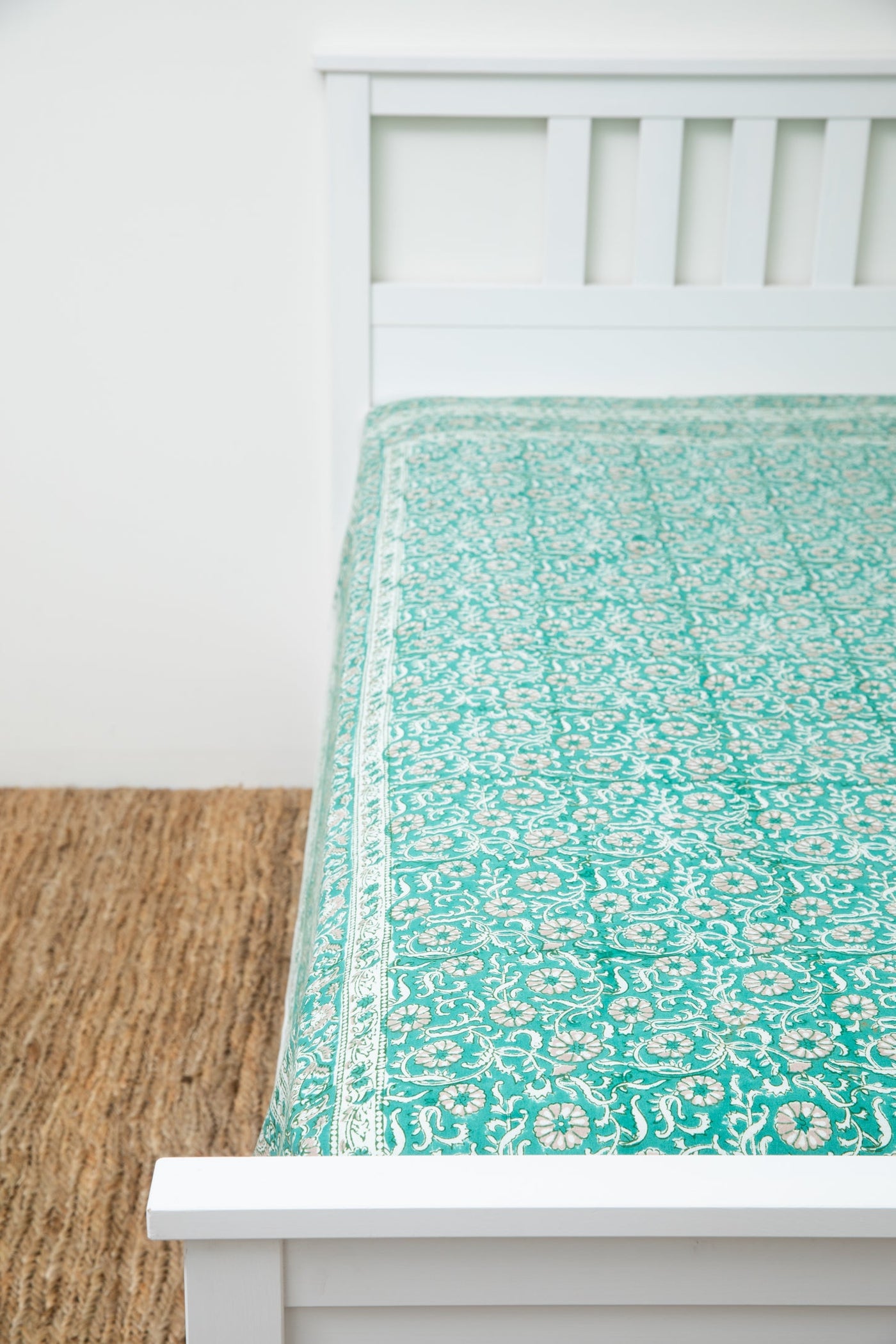 Block print tapestry in teal treasures