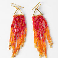 Rainbow Trinity Beaded Fringe Earrings