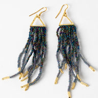 Rainbow Trinity Beaded Fringe Earrings
