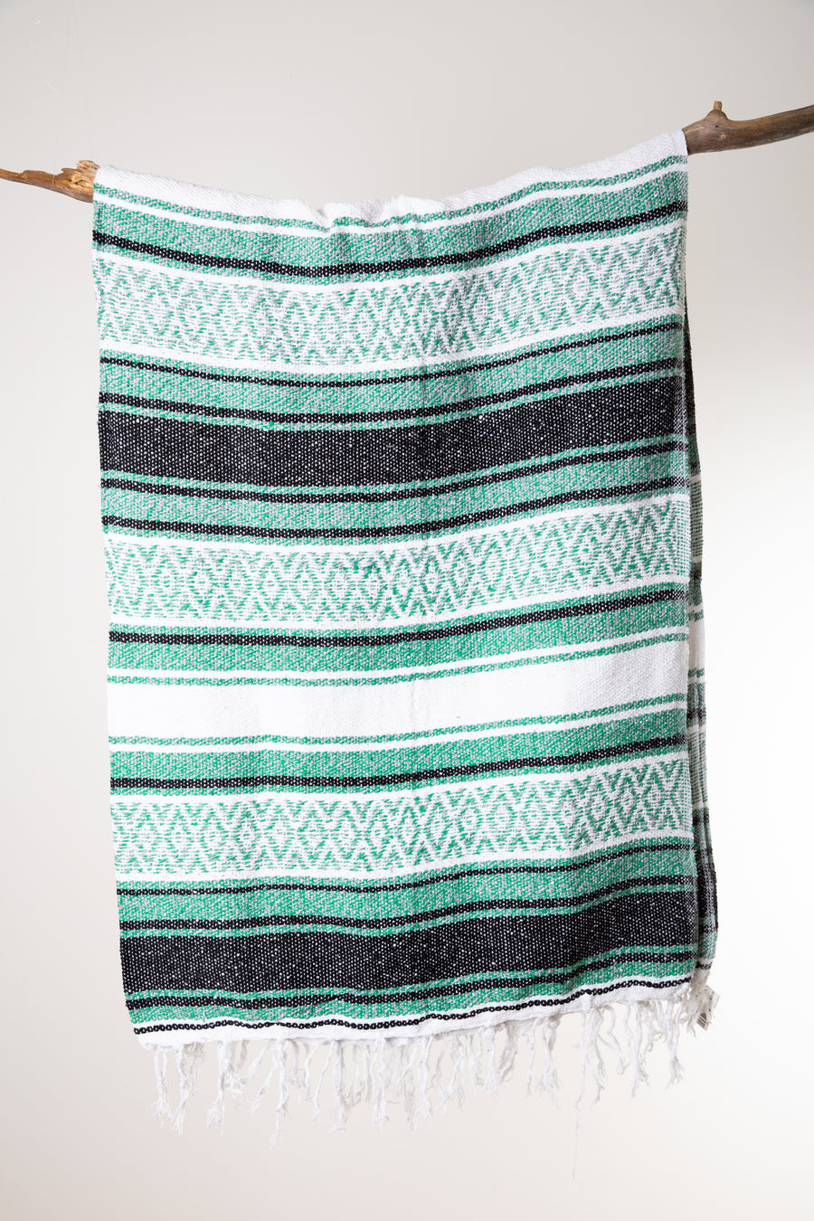 Mexican falsa blanket in green