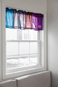 Recycled patchwork silk valance in dark star