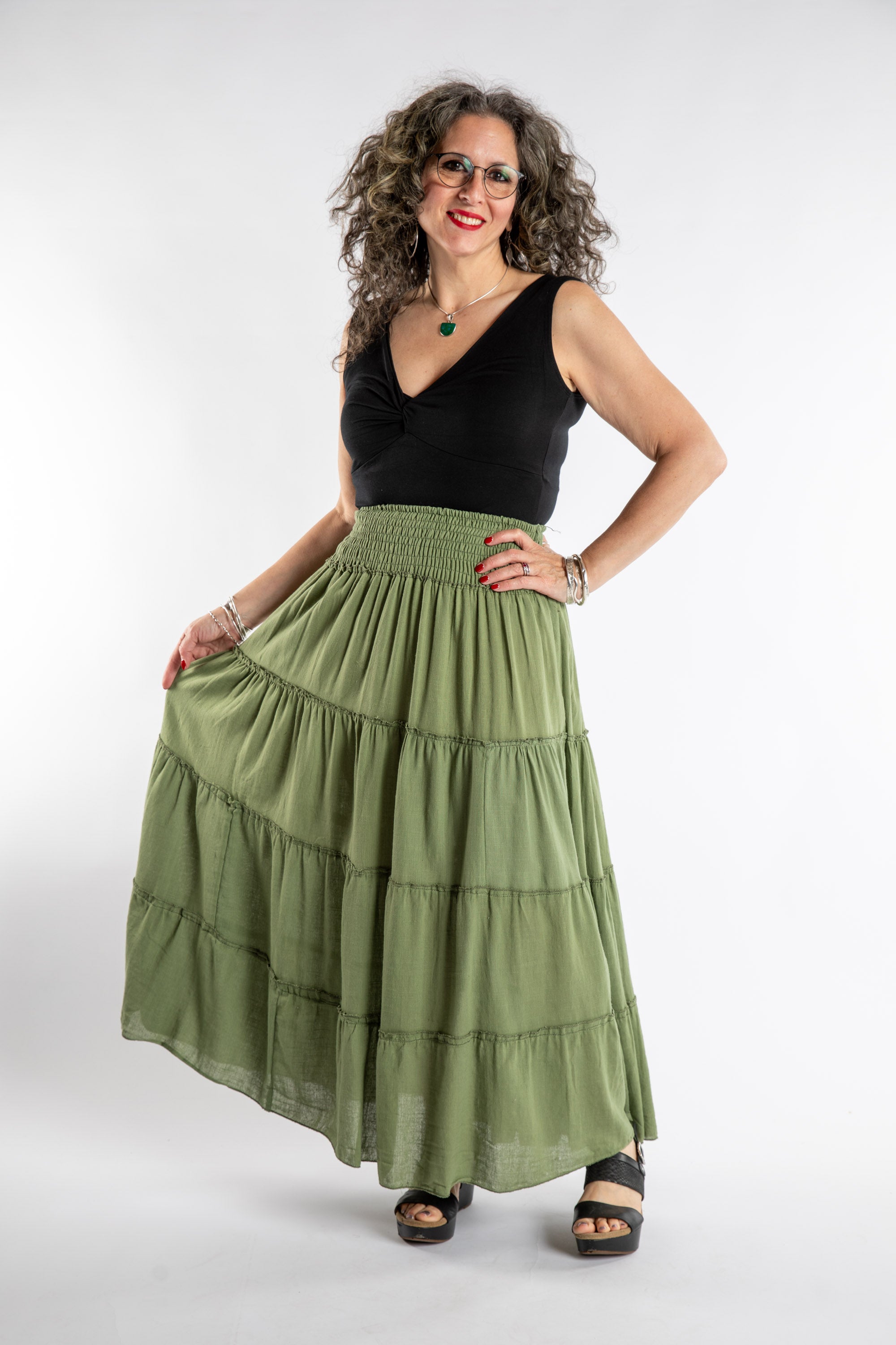 Saramati Cotton Prairie Skirt | Flowy Hippie Skirt · Mexicali Blues