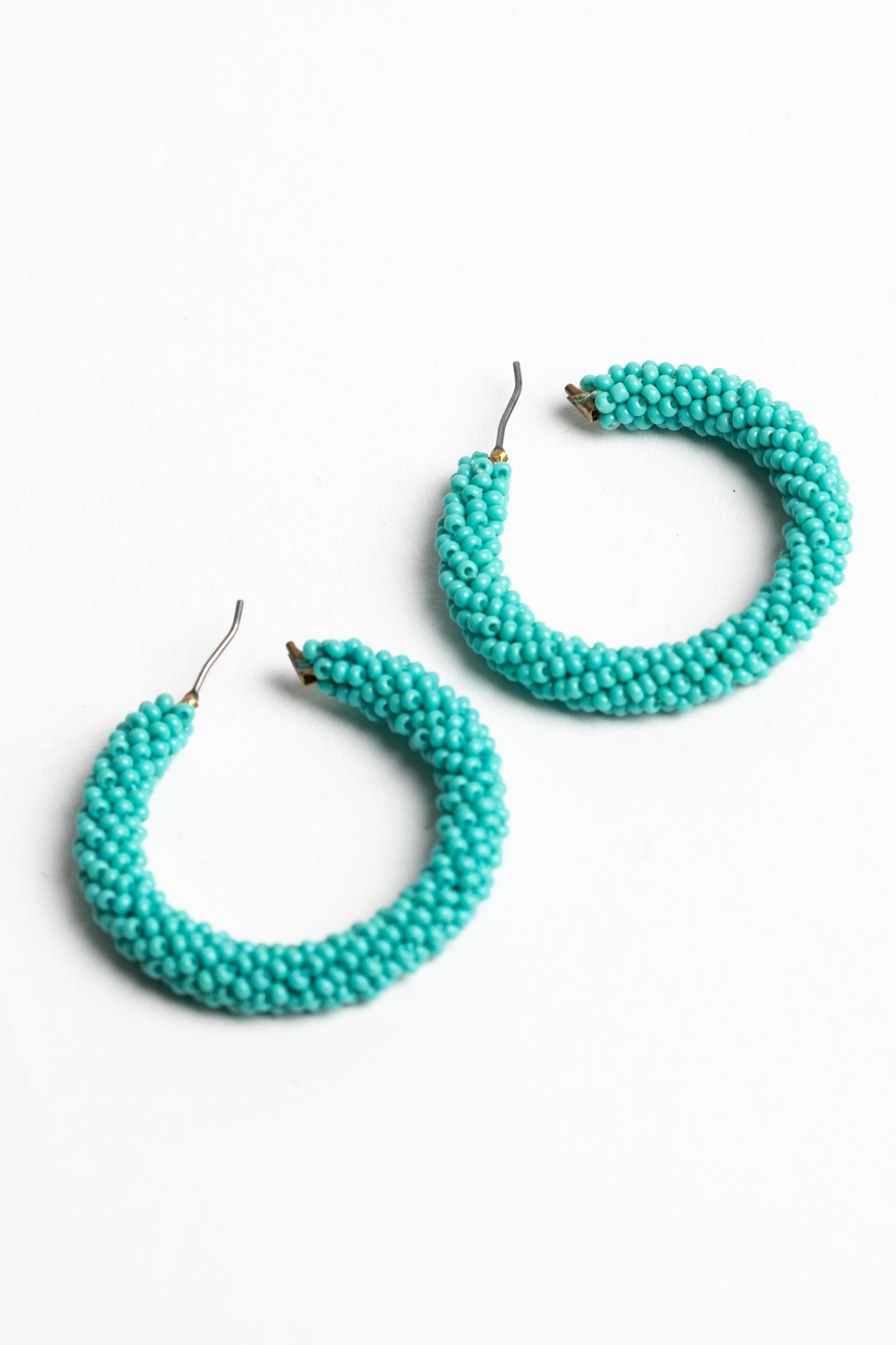 turquoise seed bead hoop earrings bohemian style jewelry