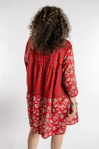 Susan is wearing the one size Shivani Tonal Cotton Tunic in Red