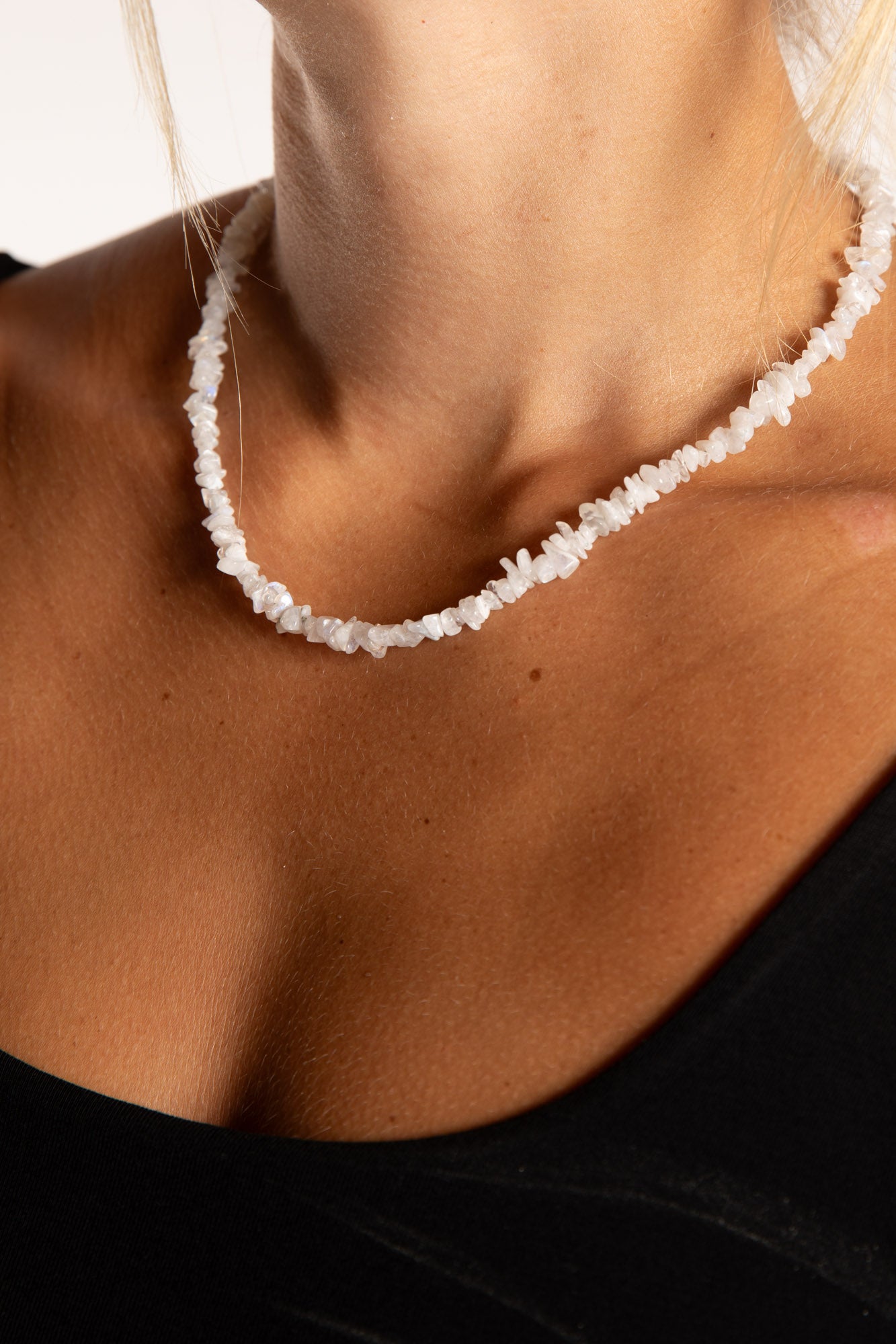 Simple Beaded Moonstone Necklace