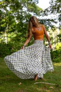 Indira Printed Cotton Prairie Skirt