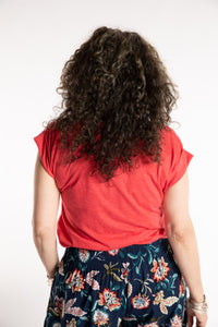 Susan is wearing the Smooth Sailing T in Red in M/L