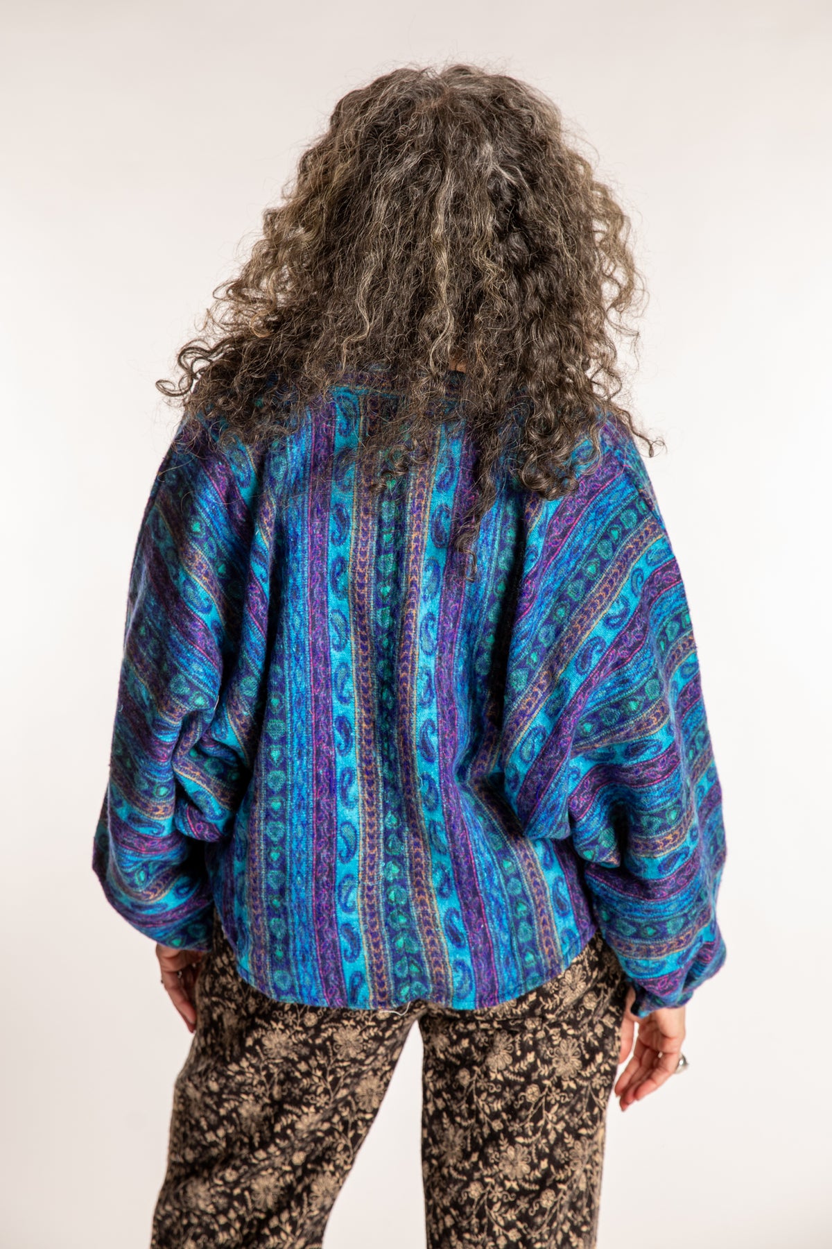 Susan is wearing the One Size Soft Brushed Stripe Top in Blue